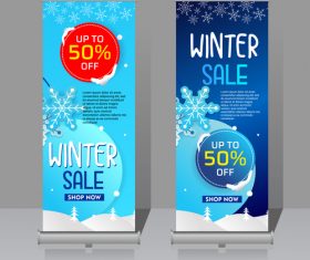 Winter roll vertical banners vector 03