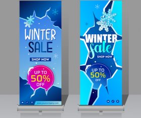 Winter roll vertical banners vector 04