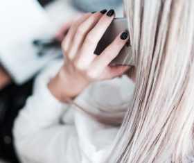 Woman Calling on the Phone Stock Photo