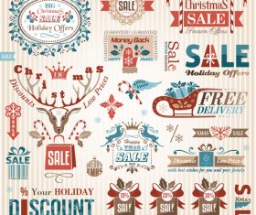 Xmas logo sale color vector material 01