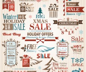 Xmas logo sale color vector material 02