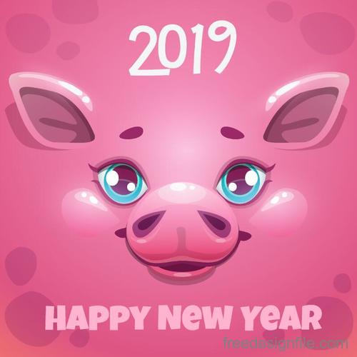 Year of the pig 2019 background vector free download