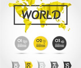 Yellow infographic concepet with world map vector