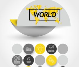 Yellow infographic element with world map vector