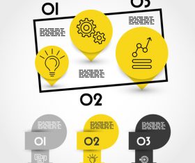 Yellow infographic template with pointers vector