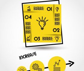 Yellow infographic template with square vector