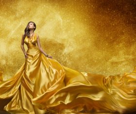 Young Woman in Fashion Shiny Dress Stock Photo 01