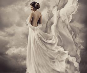 Young Woman in Fashion Shiny Dress Stock Photo 05