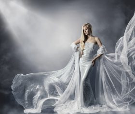 Young Woman in Fashion Shiny Dress Stock Photo 06