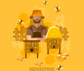 beekeping background design vectors 01