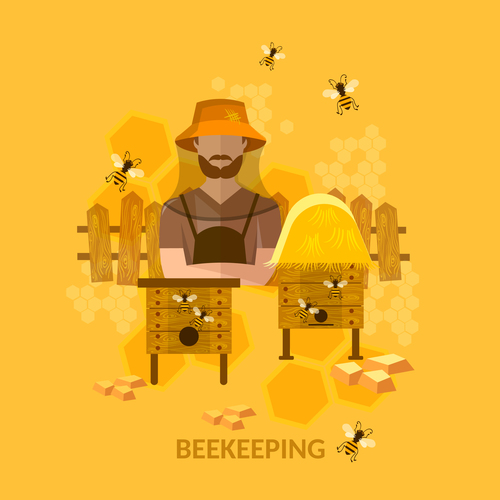 beekeping background design vectors 01