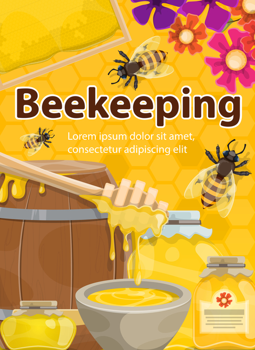 beekeping background design vectors 02