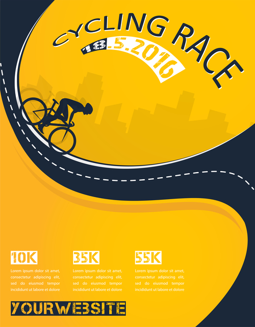 bicycle race event flyer with poster vector template 01
