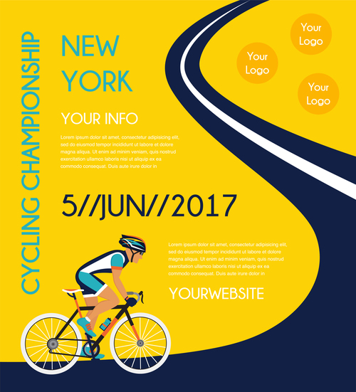 bicycle race event flyer with poster vector template 05