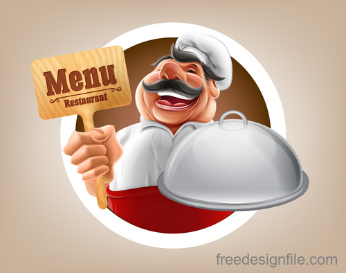chef with menu design vector