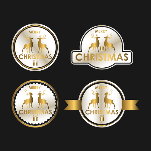 christmas luxury badges golden vector