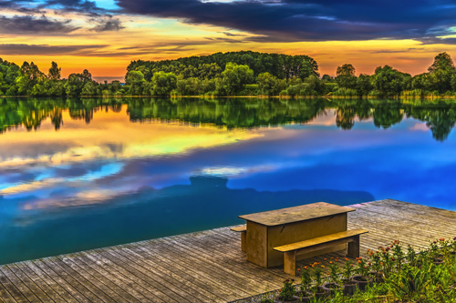 fascinating scenery of lakes Stock Photo 02