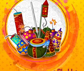 happy diwali holiday ceremony design vector 02