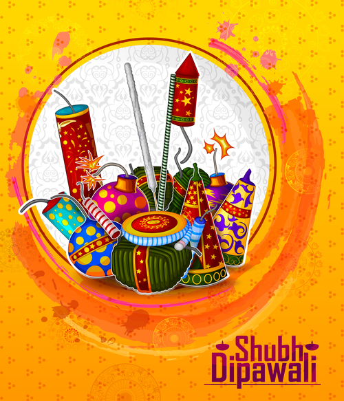 happy diwali holiday ceremony design vector 02