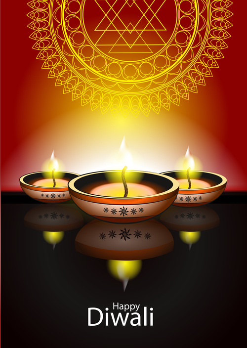 happy diwali holiday ceremony design vector 06