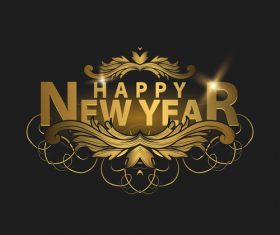 happy new year golden labels vector 02 free download