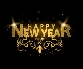 happy new year golden labels vector 02