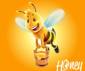 honey with cartoon bee vectors 01