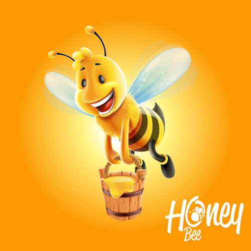 honey with cartoon bee vectors 01