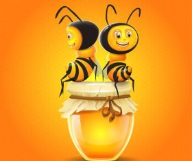honey with cartoon bee vectors 02