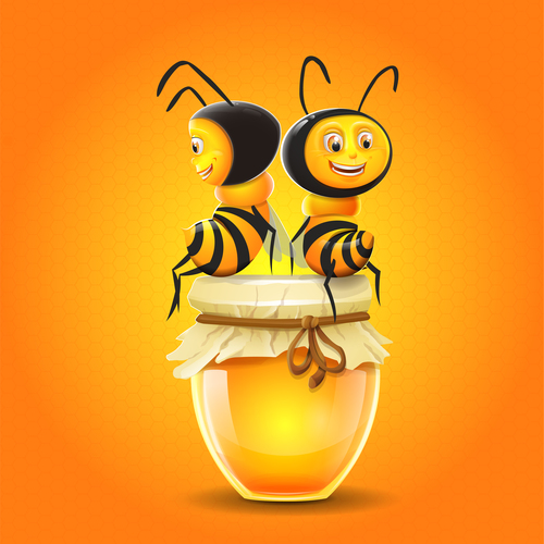 honey with cartoon bee vectors 02 free download