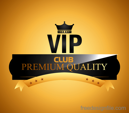 Vip club logo luxury golden badge Royalty Free Vector Image