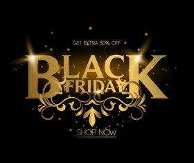 luxury black friday shop now poster vector 01