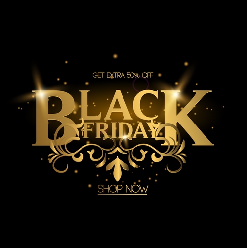 luxury black friday shop now poster vector 01