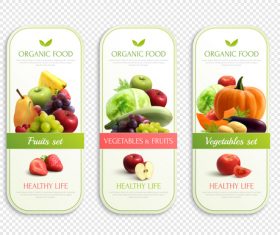 organic fruits vegetables labels design realistic vector
