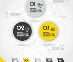 three circle stickers in row vector infographic 02