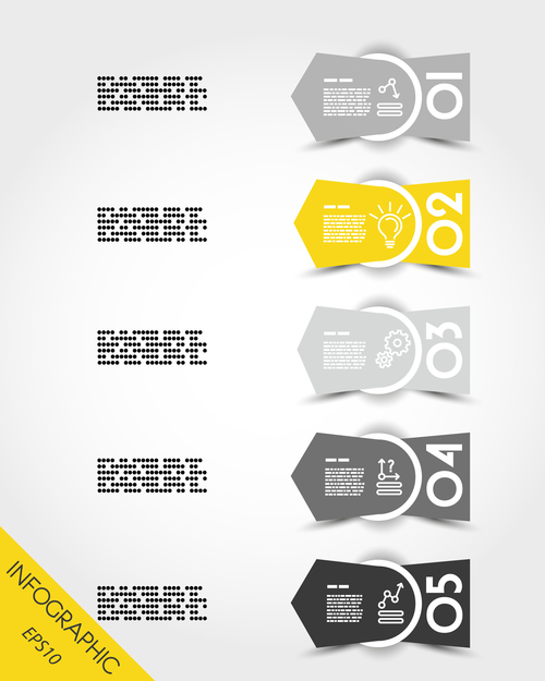 yellow infographic arrows with ring vector