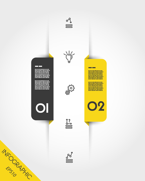 yellow infographic markers with icons vector
