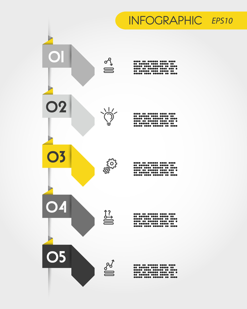 yellow infographic origami arrows vector