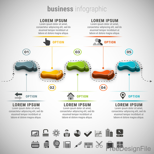 3D Footprint business infographic vector 01