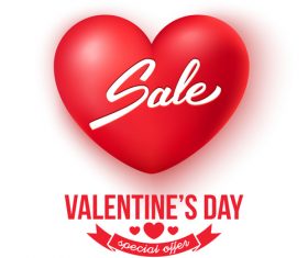 3D air heart shape with valentines day special offer design vector