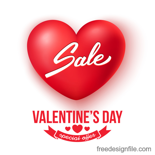 3D air heart shape with valentines day special offer design vector