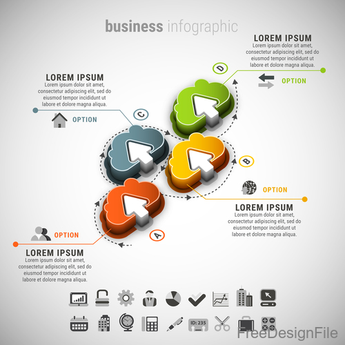 3D business infographic vector template 01