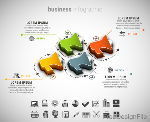 3D business infographic vector template 03