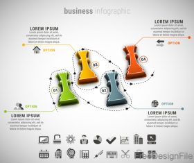 3D business infographic vector template 04