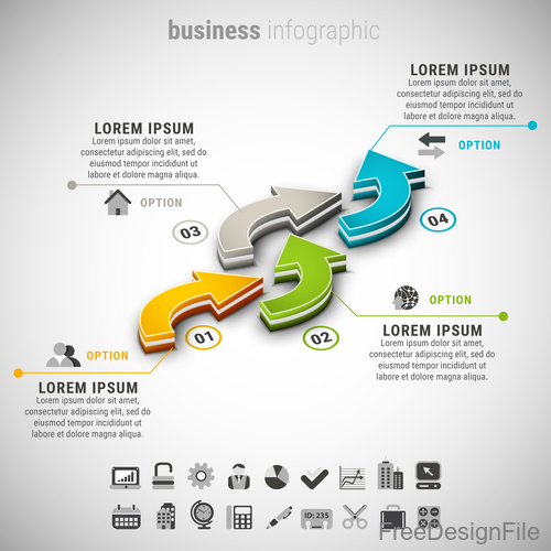 3D business infographic vector template 06