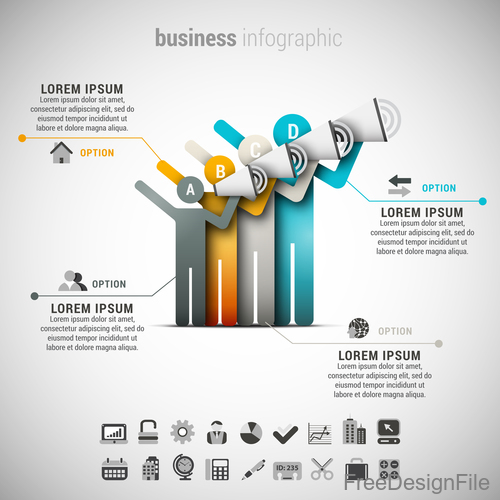 3D business infographic vector template 07