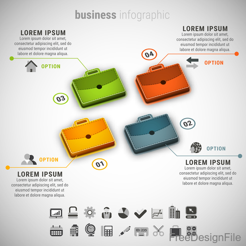 3D business infographic vector template 08