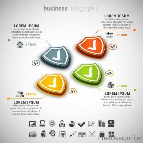 3D business infographic vector template 09