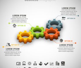 3D gear business infographic vector 01