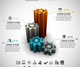 3D gear business infographic vector 02